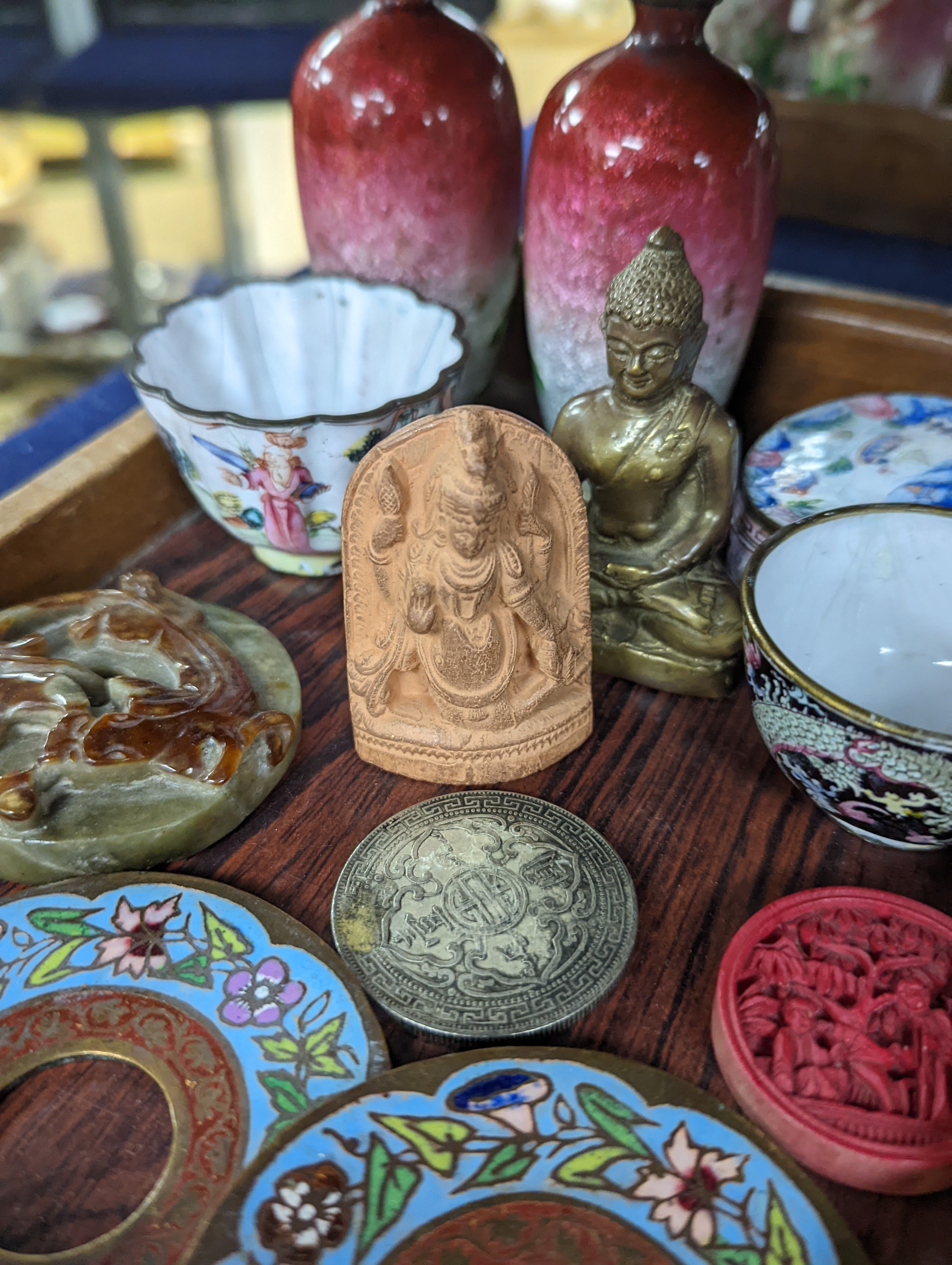 Chinese jadeite bi disc, coin etc